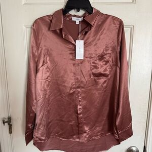 Satin Rose Button-up silk Shirt